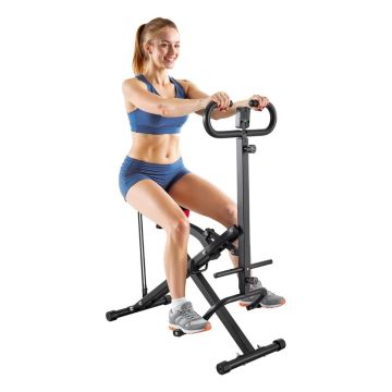 Squat rowing machine with resistance bands, black, foldable
