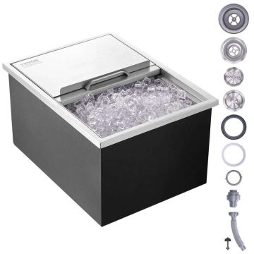 Recessed stainless steel ice box, 38.7 L, with sliding lid