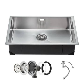 70 cm undermount stainless steel kitchen sink with single bowl, farmhouse style