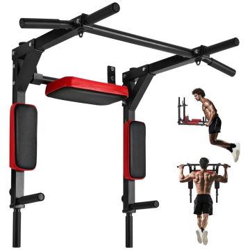 Multifunctional steel pull-up bar, wall-mounted, 440 lb. lifting weight