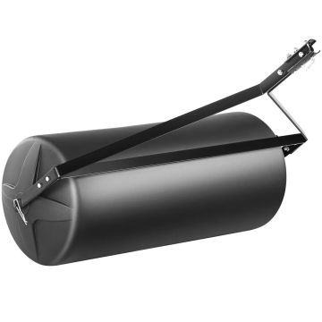Towed lawn roller, 180 kg LLDPE drum, steel frame, black