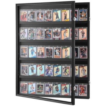 Wall-mounted playing card display cabinet, 35°, lockable, clear PC glass, UV protection