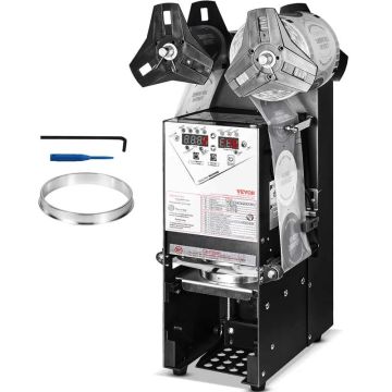 Fully automatic cup sealing machine, black, 180 mm height, for 90-95 mm cups