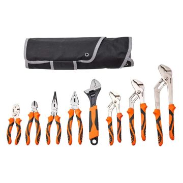 Pliers set, 8 pieces, high carbon steel, various sizes, with bag