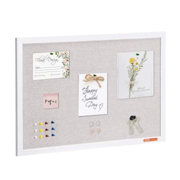 White cork bulletin board with linen surface, 30x20"