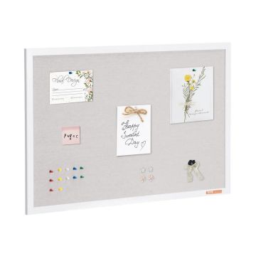 36x24 white cork board with linen surface for wall