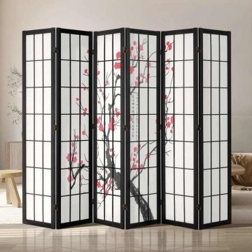 Wooden Japanese 6-panel folding room divider