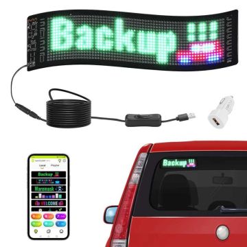 Programmable color LED sign, 38x10 cm, bluetooth control