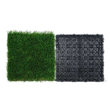 Płytki z trawy sztucznej, 18 szt., 305x305 mm, syntetyczne, samoodpływowe, do stosowania wewnątrz i na zewnątrz