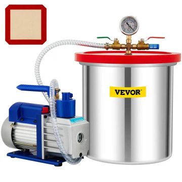 Vacuum Chamber with Pump, 5 Gallon (18.9 L), 5 CFM, 1/3 HP, Single Stage