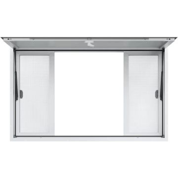Cafe window 60"x36" aluminum with 4 horizontal sliding windows and awning door