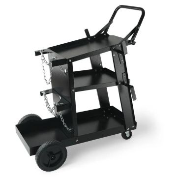 Welding machine trolley, 3-tier, 181.4 kg, 360° castors