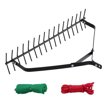 32 Inch Double Sided Aquatic Weed Rake with Rope, Pond Cleaning Tool