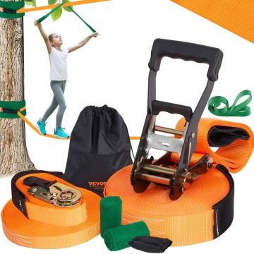 Zestaw slackline z liną treningową 18,29 m dla dorosłych i dzieci