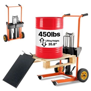 Hydraulic pallet truck with forklift, 205 kg, 900 mm, yellow