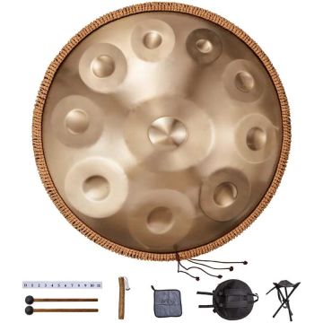 Handpan drum 55.9 cm 10 notes D minor with hammer