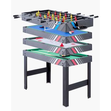 4-in-1 combo game table: air hockey, billiards, foosball, tennis, 48 ​​inches