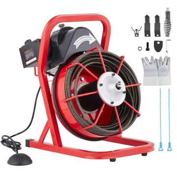 Sewer cleaning machine 2286 cm x 9.5 mm, manual control, 4 blades