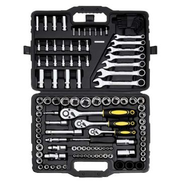 121-piece mechanic tool set with sockets and case for car repairs