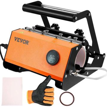 Thermal press for cups and glasses with gloves and adhesive tape