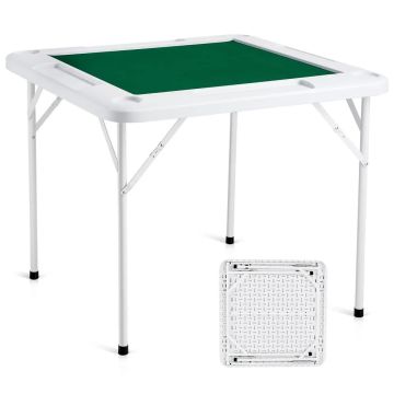 Foldable mahjong and domino game table, 35.4x35.4 inches, green