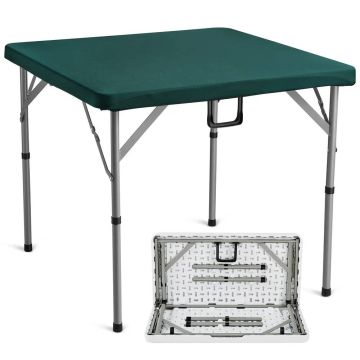 Folding mahjong and domino table, 34x34 inches, green