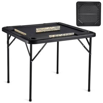 Mahjong square folding game table, 35.4x35.4 cm, black