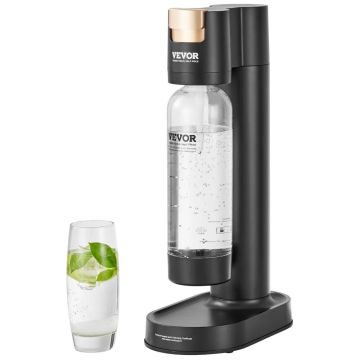 Soda maker for home, black, with 1 L BPA-free PET bottle
