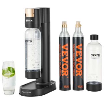 Seltzer carbonated water machine for home with 2 PET bottles and CO2 cylinders