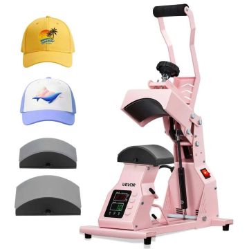 Thermal hat press with 2 interchangeable plates, pink