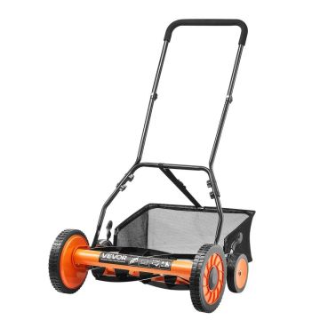 Kosiarka pchana z bębnami, 45 cm, 5 noży, regulowana wysokość koszenia, z pojemnikiem na trawę