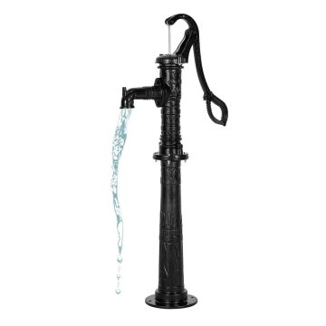 Hand-operated cast iron water pump with well-type jug, black, NPT 1-1/4"