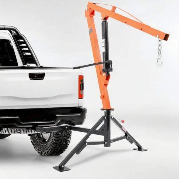 Hydraulic pickup truck bed 1000 lb lifting capacity, 360° rotation, hook mounted