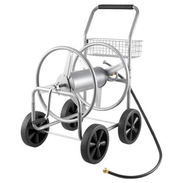 Mobile garden hose reel cart, 76 m, steel, 4 wheels