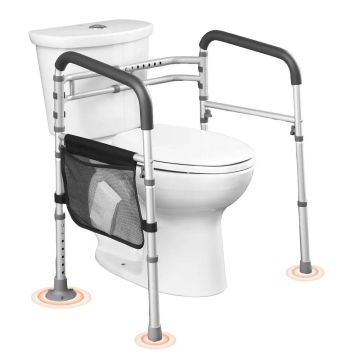 Toilet safety rail, foldable, aluminum, 300 LBS, portable