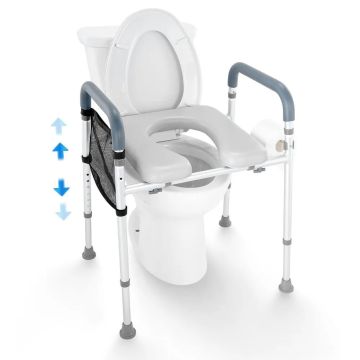 Raised toilet seat with aluminum frame, adjustable 490-640 mm, medical
