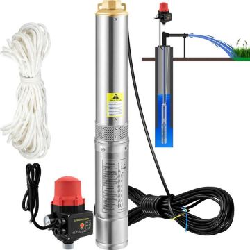 Pompa głębinowa, 750 W, 105 l/min, 62 m, stal nierdzewna, IP68