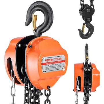 Manual chain hoist 2t, G80 galvanized chain, 3 m lifting capacity, orange