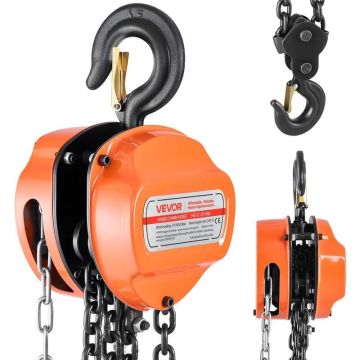 Manual chain hoist 3 t, G80 galvanized chain, 6 m lifting height, orange