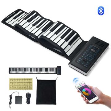Roll-up 88-key digital piano with 128 rhythms and LED display