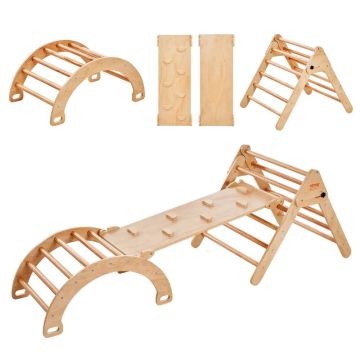 Pikler Triangle Climbing Set 5 in 1, Wooden, 1-3 Years