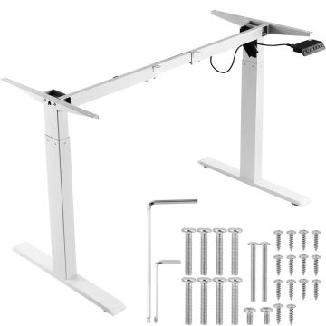 Height-adjustable white table frame, 70-117 cm, 95-158 cm