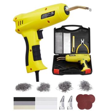Plastic welding kit: 220 W gun, 800 hooks, 56 rods, carrying case