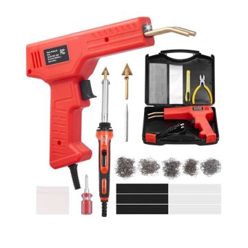 Luksusowy zestaw do spawania tworzyw sztucznych, pistolet 100 W, lutownica 60 W, 1000 haczyków, 60 prętów
