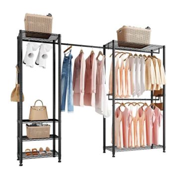 Clothes rack with steel frame, 363 kg, with shelves