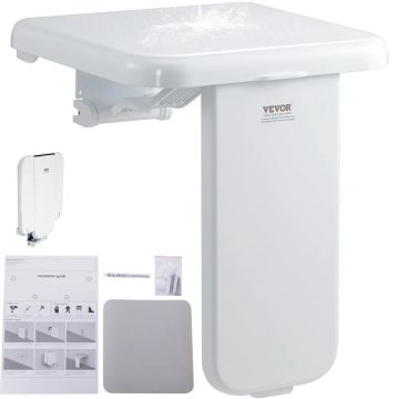 Foldable ABS shower seat 19.7 cm x 46.7 cm, wall-mounted, load capacity 180 kg
