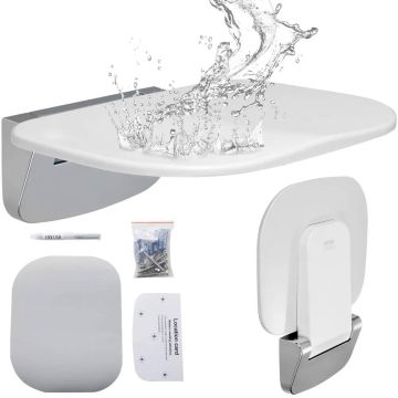 Folding wall-mounted shower seat 34.5x32.5 cm, 204 kg load