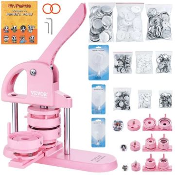 Button making machine 3 in 1, 25/32/58 mm, pink, for children