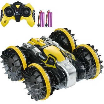 Amfibia zdalnie sterowana, samochód-łódź 4WD, żółta, 2,4 GHz, 12 km/h, 6+ lat
