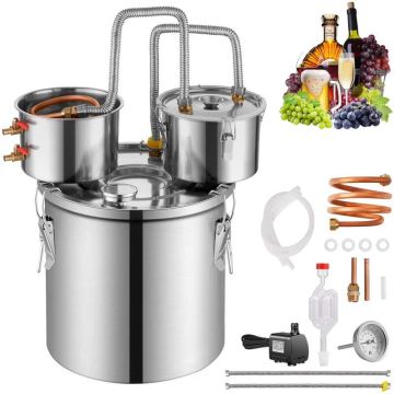 Alcohol distillation apparatus, 50 L, stainless steel, copper spiral